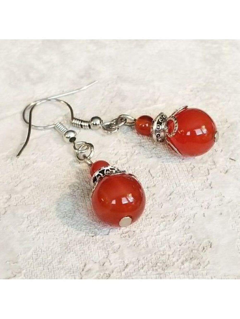 Victorian Lace Carnelian Gemstone Drop Earrings